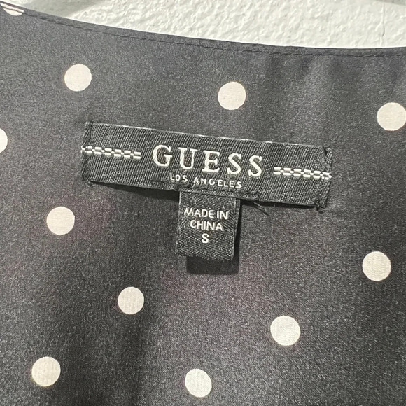 Guess Polka Dotted Cropped Tie Front Blouse - Small - Picture 5 of 6